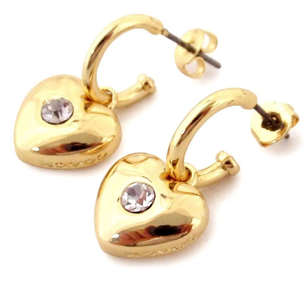 NWT Coach Heart Huggie Earrings - Gold Comes on Coach Earring Card/Polybag/Tag